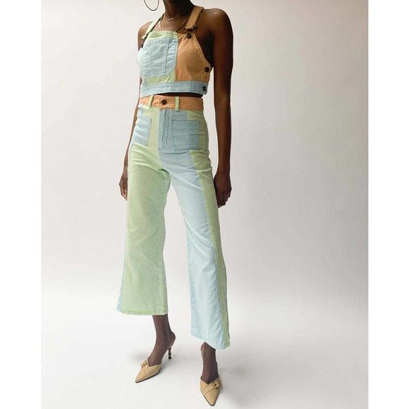 Pastiche Pants - PASTICHE GREEN BLUE VALERIE COLOR BLOCK JEANS